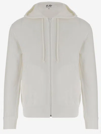 Comme Des Garçons Play Cotton Sweatshirt With Logo In White