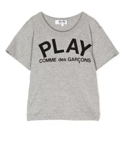 Comme Des Garçons Kids' Play Cotton T-shirt In 灰色