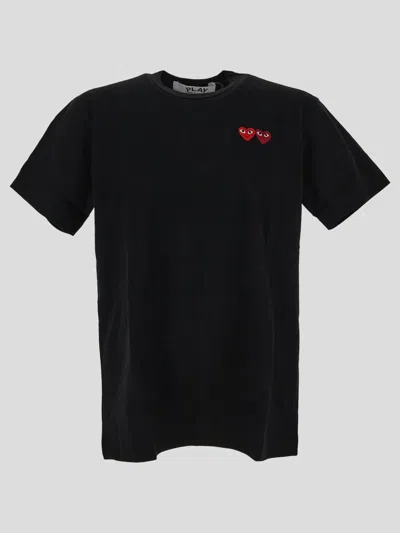 Comme Des Garçons Play Double Heart Patch Short Sleeve T-shirt In No-color