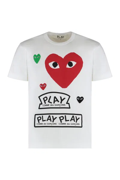 Comme Des Garçons Play Cotton T-shirt With Logo In White
