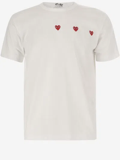Comme Des Garçons Play Cotton T-shirt With Logo In White