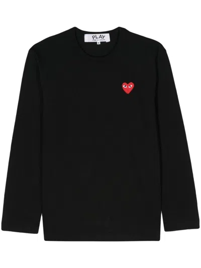 Comme Des Garçons Play Heart-emblem Knitted Jumper In Black