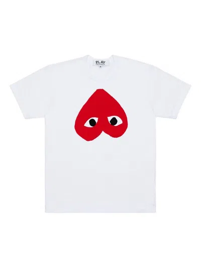 Comme Des Garçons Play Mens White Brand-print Crewneck Cotton-jersey T-shirt Xxl