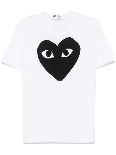 Comme Des Garçons Play Black Heart T-shirt In White