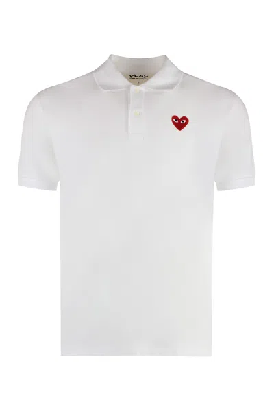Comme Des Garçons Play Cotton-piqué Polo Shirt In White