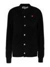 Comme Des Garçons Play Overlapping Heart Wool Cardigan In Black