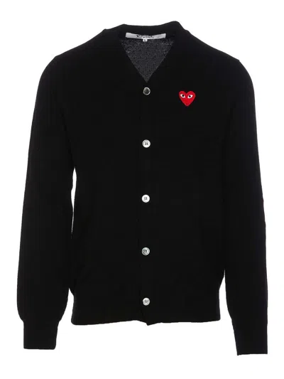 COMME DES GARÇONS PLAY BLACK PLAY CARDIGAN BUTTONS V NECK