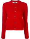 Comme Des Garçons Play Crew Neck Buttoned Cardigan In Red