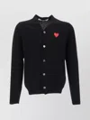 COMME DES GARÇONS PLAY CREW NECK EMBROIDERED RIBBED CARDIGAN
