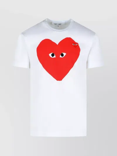 Comme Des Garçons Play Crew Neck Graphic Print Short Sleeves T-shirt In White