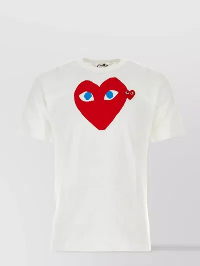 Comme Des Garçons Play Crew Neck Graphic Print Short Sleeves T-shirt In White