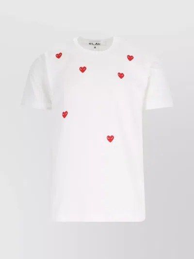 COMME DES GARÇONS PLAY CREW NECK HEART PATTERN SHORT SLEEVES