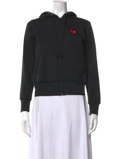 Pre-owned Comme Des Garçons Play Crew Neck Long Sleeve Hoodie In Black