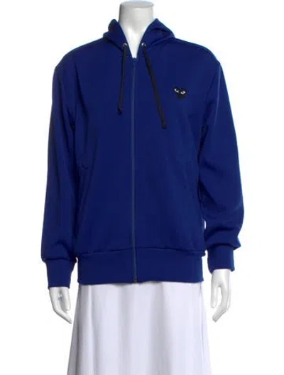 Pre-owned Comme Des Garçons Play Crew Neck Long Sleeve Hoodie In Blue