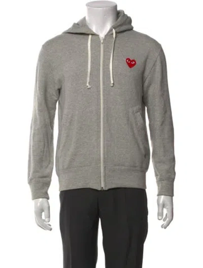 Pre-owned Comme Des Garçons Play Crew Neck Long Sleeve Hoodie In Gray