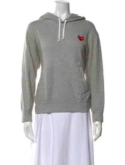Pre-owned Comme Des Garçons Play Crew Neck Long Sleeve Hoodie In Grey