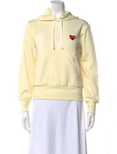 Pre-owned Comme Des Garçons Play Crew Neck Long Sleeve Hoodie In Yellow