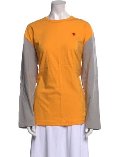 Pre-owned Comme Des Garçons Play Crew Neck Long Sleeve Sweatshirt In Yellow