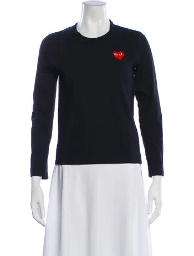 Pre-owned Comme Des Garçons Play Crew Neck Long Sleeve Top In Blue