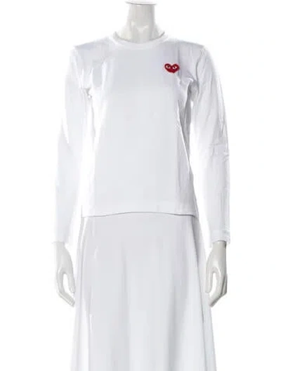 Pre-owned Comme Des Garçons Play Crew Neck Long Sleeve T-shirt In White