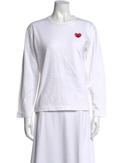Pre-owned Comme Des Garçons Play Crew Neck Long Sleeve T-shirt In White