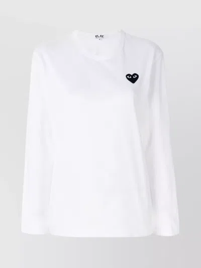 Comme Des Garçons Play Crew Neck Long Sleeves T-shirt In White