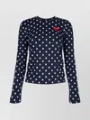 COMME DES GARÇONS PLAY CREW NECK POLKA DOT EMBROIDERED LONG SLEEVE