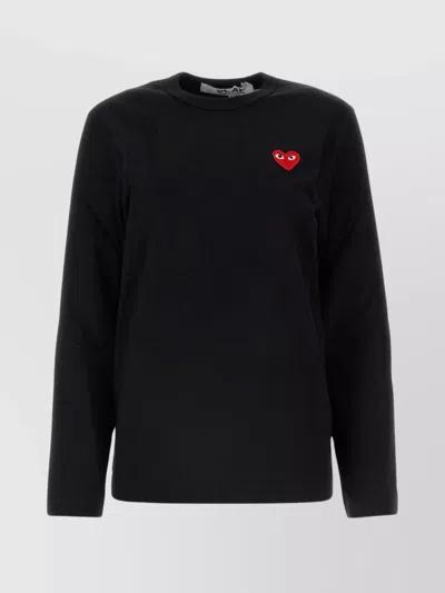 Comme Des Garçons Play Crew Neck Ribbed T-shirt In Black