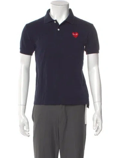 Pre-owned Comme Des Garçons Play Crew Neck Short Sleeve Polo Shirt In Blue
