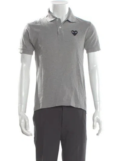 Pre-owned Comme Des Garçons Play Crew Neck Short Sleeve Polo Shirt In Gray