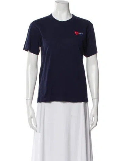 Pre-owned Comme Des Garçons Play Crew Neck Short Sleeve T-shirt In Blue