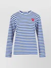 Comme Des Garçons Play Crew Neck Striped Pattern Long Sleeves In Blue