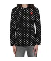 Comme Des Garçons Play Black Polka Dot Heart Patch Long Sleeve T-shirt In Black