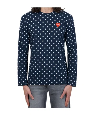 Comme Des Garçons Play Crew Neck T-shirt In Blue