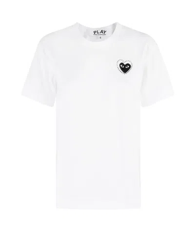 Comme Des Garçons Play Crew Neck T-shirt In White Black