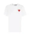Comme Des Garçons Play Logo Embroidered T-shirt With Round Neck In White Red