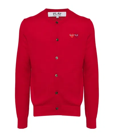 COMME DES GARÇONS PLAY CREWNECK KNITTED CARDIGAN