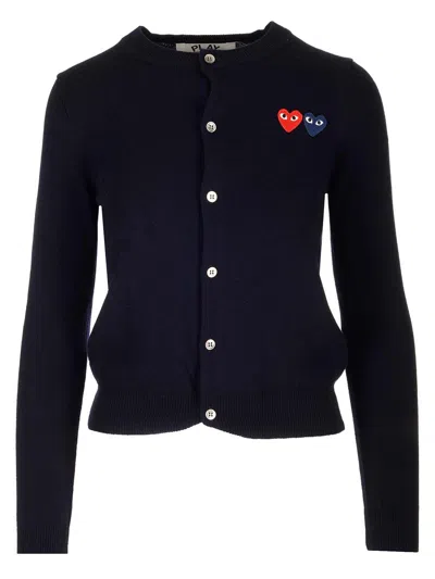 Comme Des Garçons Play Crewneck Wool Cardigan In Pattern