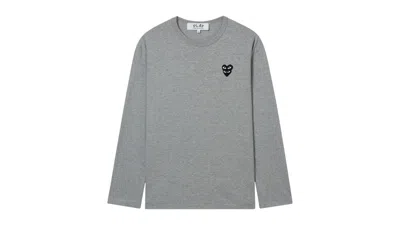 Pre-owned Comme Des Garçons Play Double Eye Black Heart Long Sleeve Tee Shirt In Grey