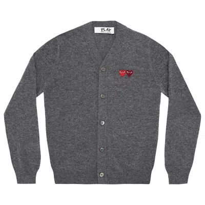 Pre-owned Comme Des Garçons Play Double Heart Cardigan 'grey'