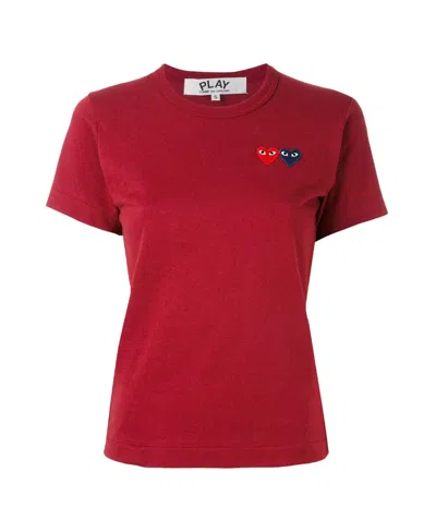 Comme Des Garçons Play Double Heart Crewneck T-shirt In Red