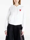 Comme Des Garçons Play Logo Embroidered Zipper Hooded Jacket In White