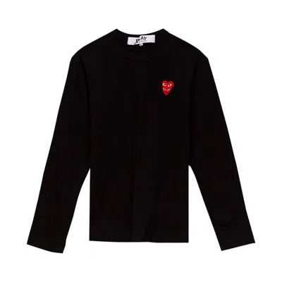 Pre-owned Comme Des Garçons Play Double Heart Long-sleeve T-shirt 'black'