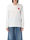 Comme Des Garçons Play White Heart Patch Long Sleeve T-shirt