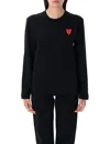 Comme Des Garçons Play Double Heart L/s Tee In Black
