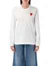 Comme Des Garçons Play White Heart-shaped Patch Long-sleeved T-shirt In Gray