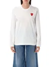Comme Des Garçons Play Double Heart L/s Tee In White