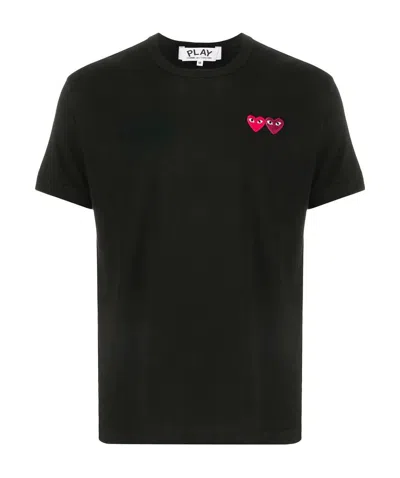 COMME DES GARÇONS PLAY DOUBLE HEART PATCH SHORT SLEEVE T-SHIRT