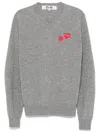 Comme Des Garçons Play Men's Double Heart Wool Pullover In Grey