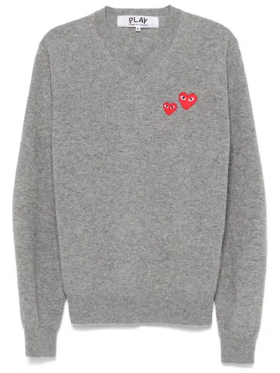 COMME DES GARÇONS PLAY DOUBLE HEART-PATCH SWEATER